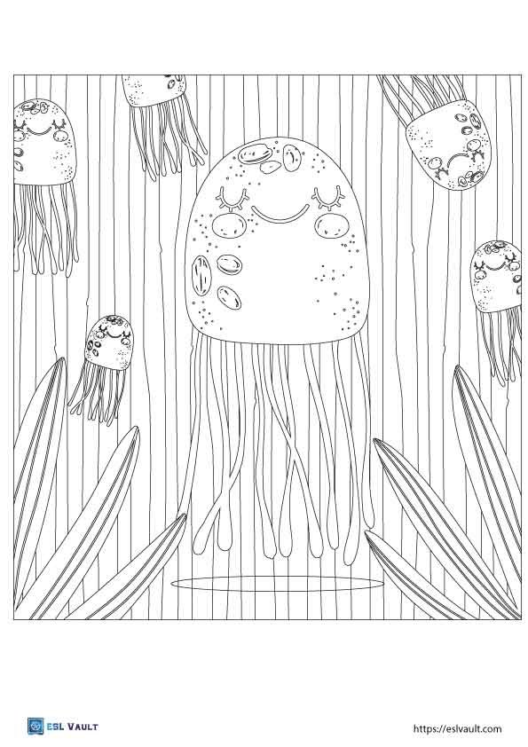 printable jellyfish coloring page