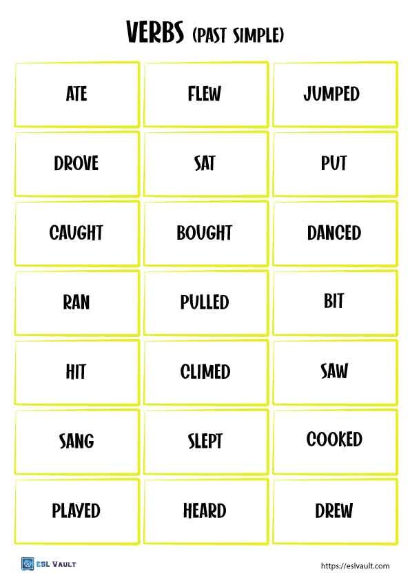 sentence building cards verbs