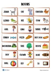 sentence building cards nouns