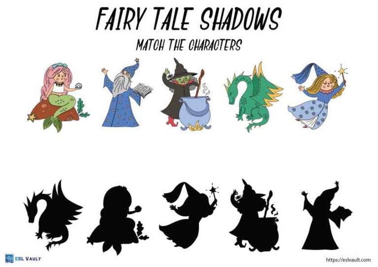 shadow matching worksheets fairy tale