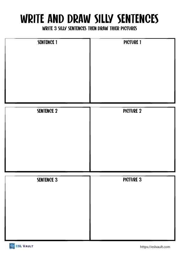 silly sentences worksheets write and draw