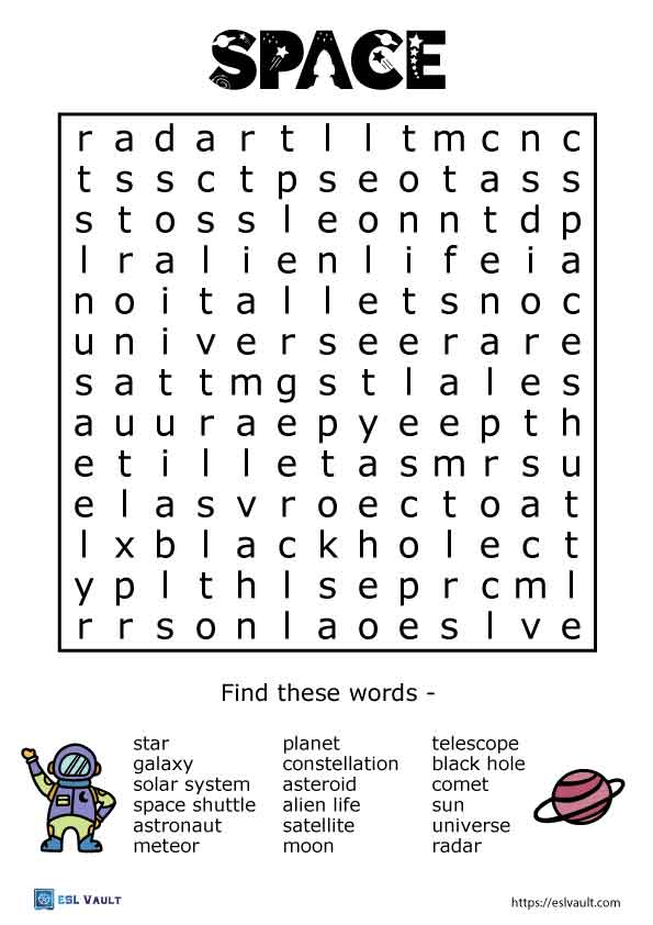 space vocabulary word search