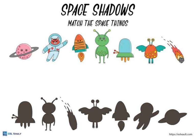 space shadow matching worksheet