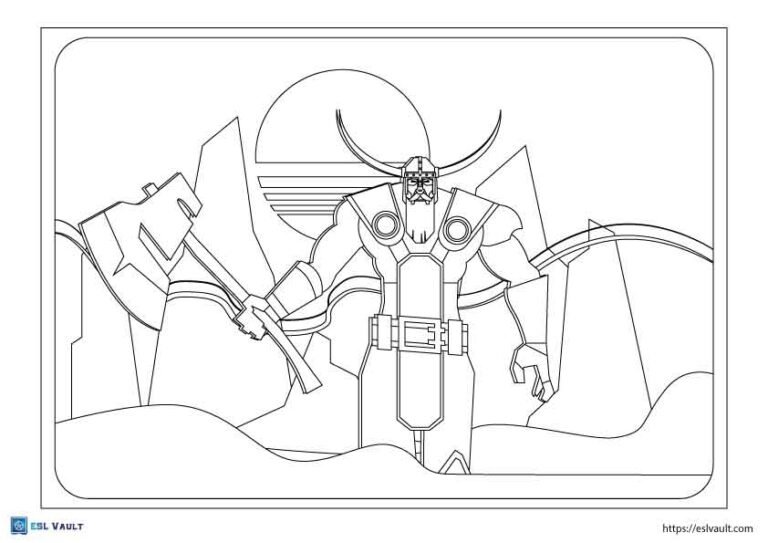 sunset viking coloring page to print