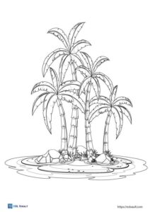 4 palm tree coloring page