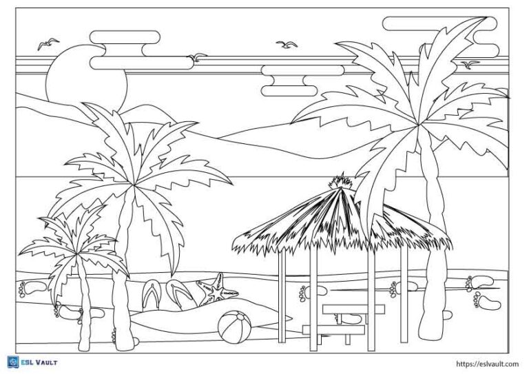 cartoon palm tree coloring page