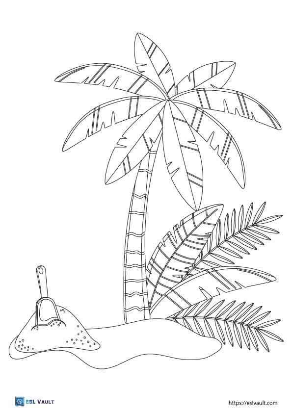 easy beach palm tree coloring page
