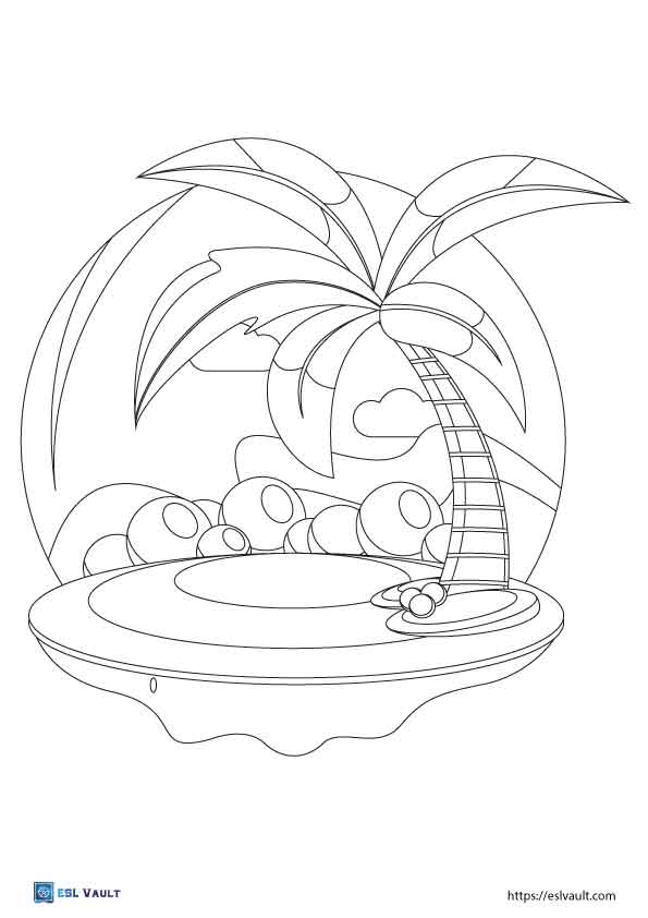 easy palm tree coloring page