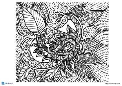hard peacock coloring page