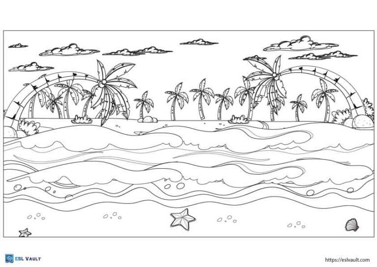 printable palm tree coloring page