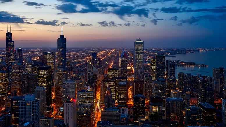 a busy city at night