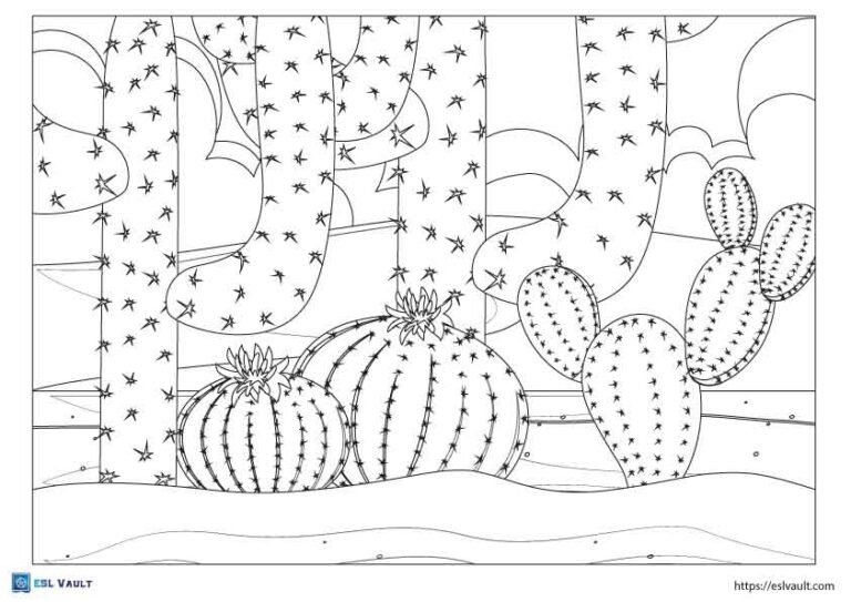 cactus coloring page free