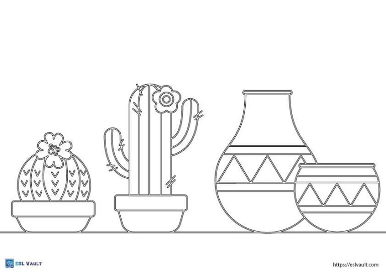 cactus coloring page simple