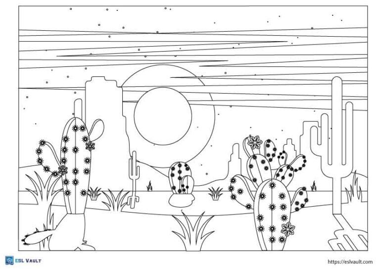 desert cactus coloring page