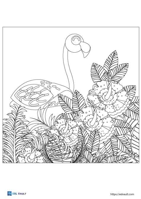 difficult flamingo coloring pages