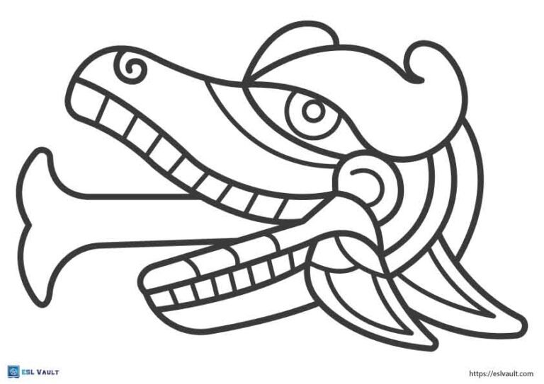 easy Quetzalcoatl aztec coloring page