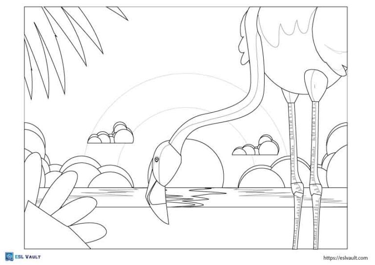 flamingo coloring page for kids