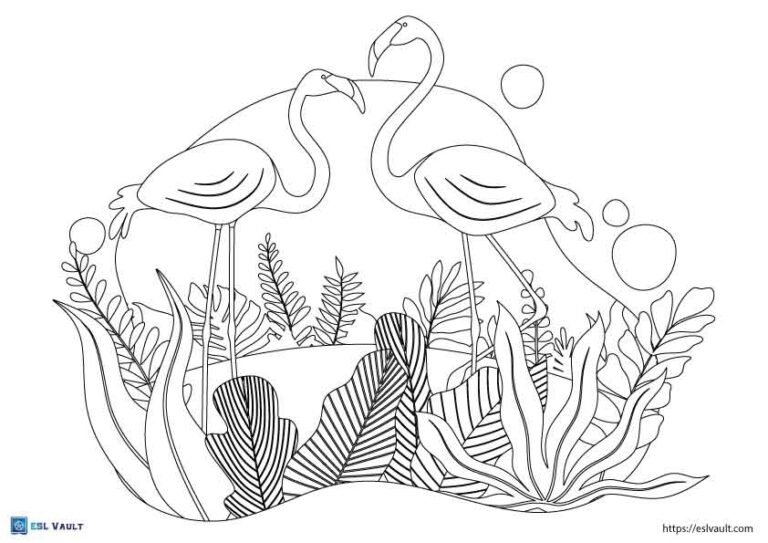 garden flamingo coloring page