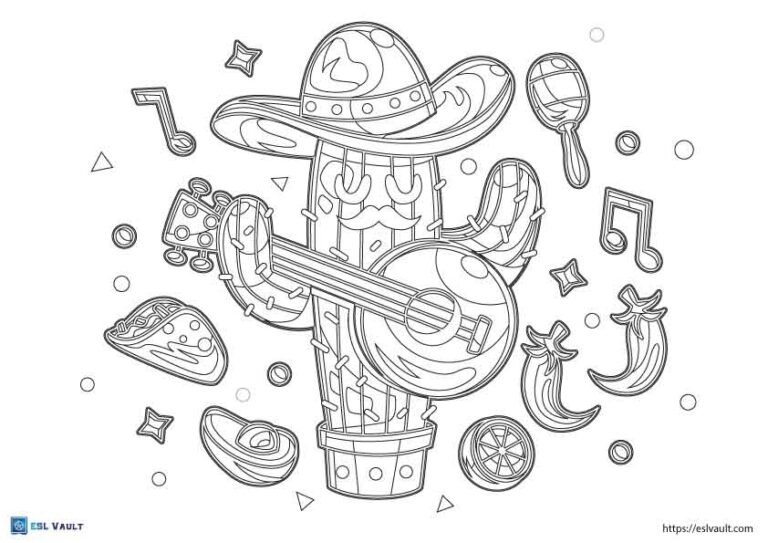 mexican cactus coloring page 2
