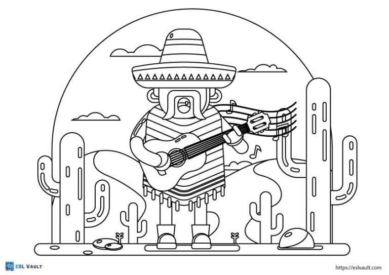 mexican cactus coloring page