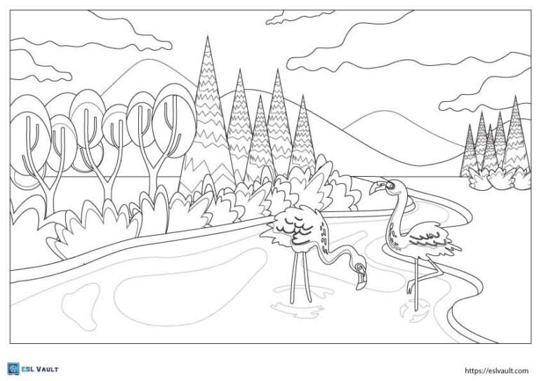 pink flamingo coloring page