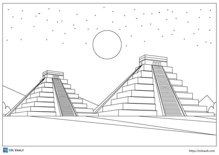 pyramids aztec coloring pages