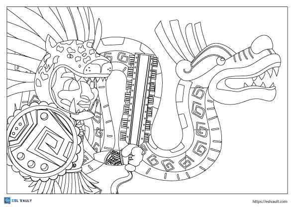 snake and aztec coloring pages
