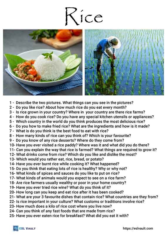 25 rice conversation questions