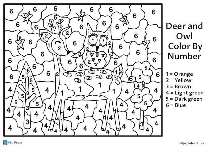 deer color by number worksheet