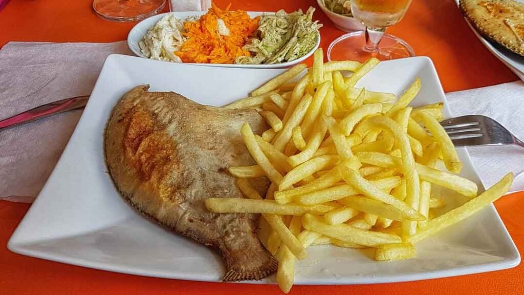 flounder fish and french fries