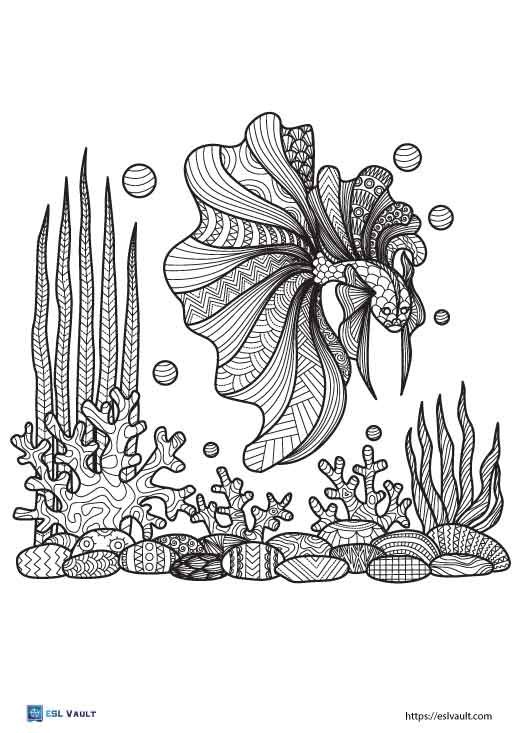 hard free betta fish coloring page