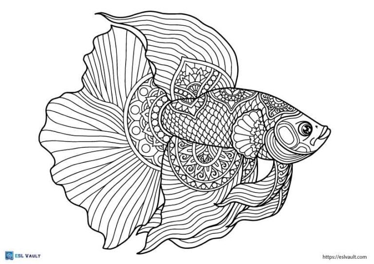 mandala betta fish coloring pages 2