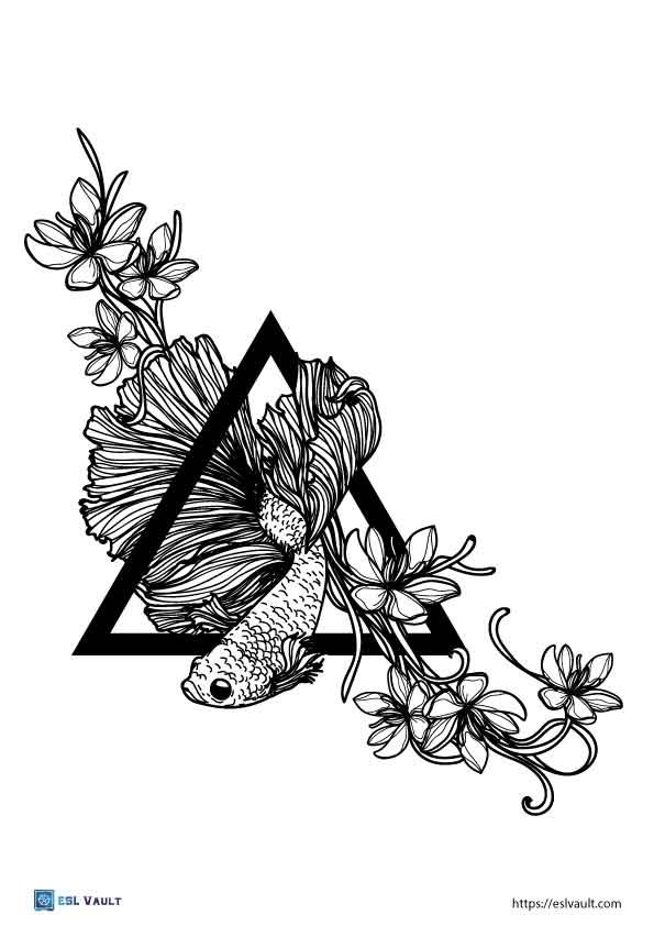 printable betta fish coloring page