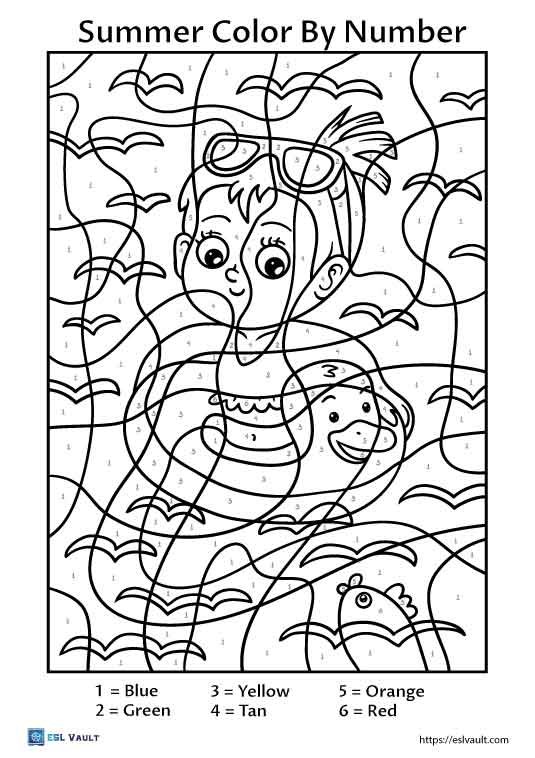 summere color by number printable