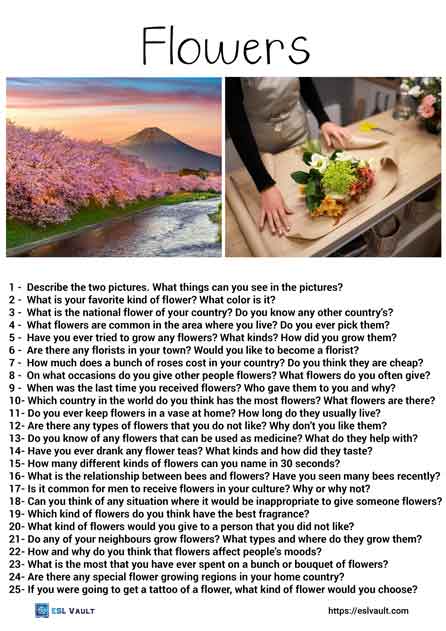 25 flowers conversation questions