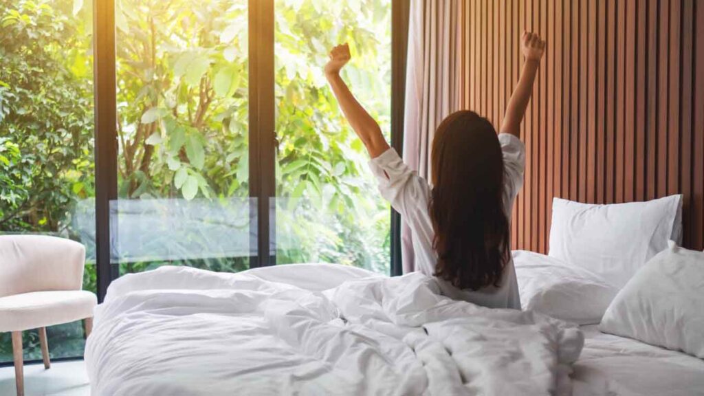 woman waking up after sleep