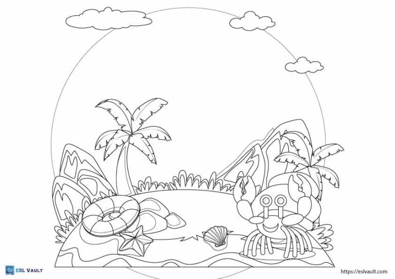 beach crab coloring pages