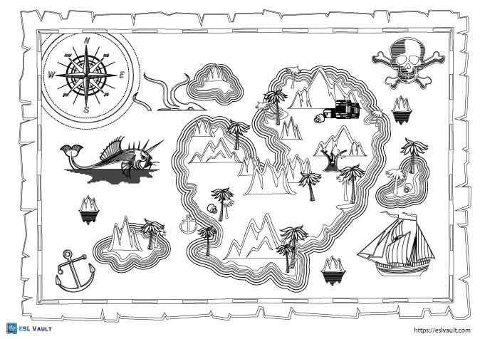 detailed treasure map coloring pages