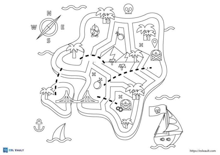 kids treasure map coloring pages