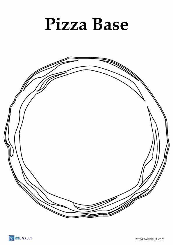 printable pizza toppings base black and white
