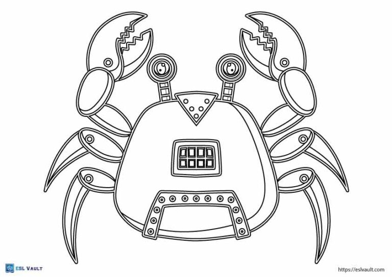 robot crab coloring page for kids