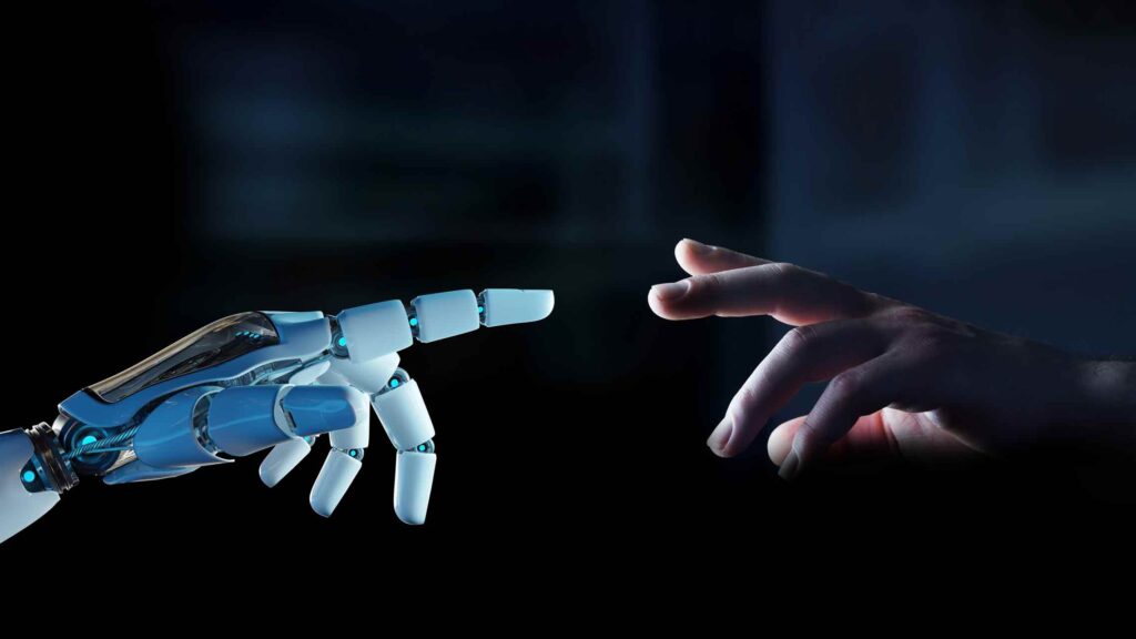 robot hand and human hand