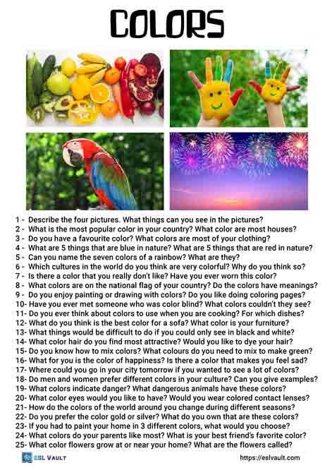 25 colors conversation questions