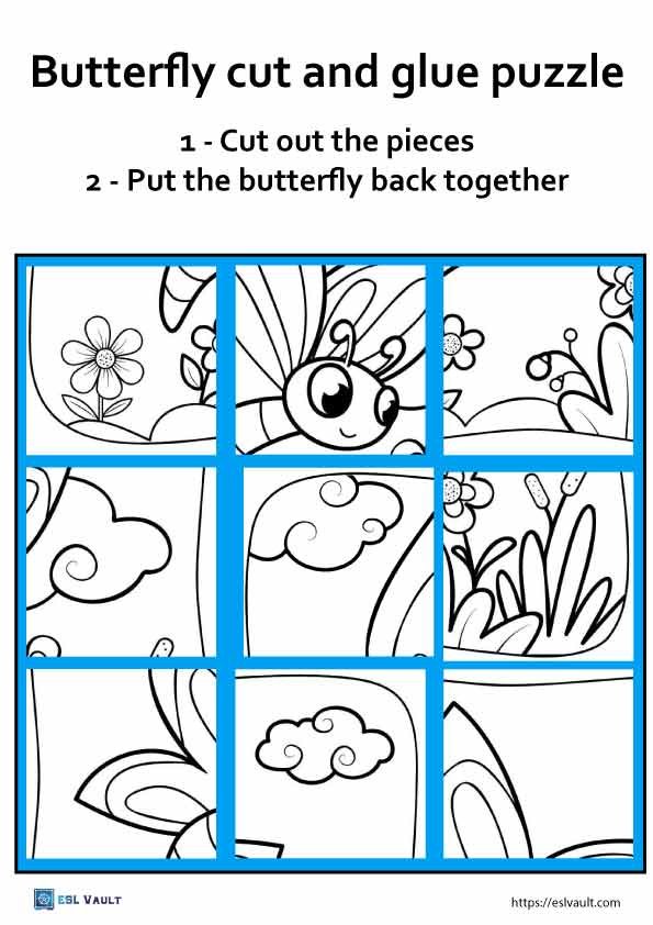 butterfly cut and paste craft worksheets 4