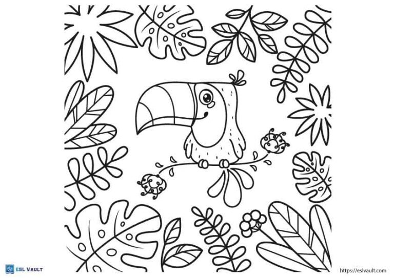 jungle toucan coloring page