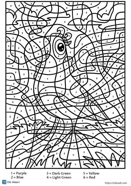 parrot color by number printable