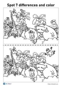 10 free printable spot the difference coloring pages - ESL Vault