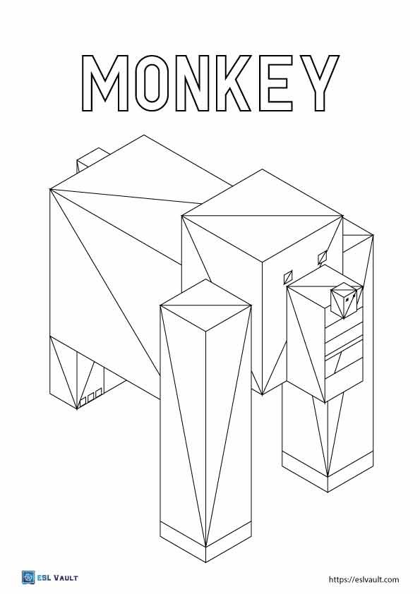 minecraft animal coloring pages monkey