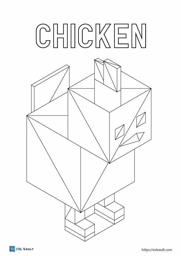 minecraft animal coloring pages chicken