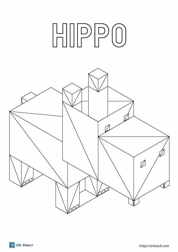 minecraft animal coloring pages hippo